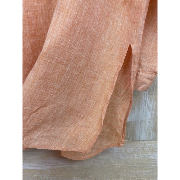 J Jill Love Linen Women’s Size 2x Peach Button Shirt Collared Long Sleeve - Picture 6 of 9